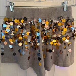 QUEEN OF SPARKLES Gray, Gold & Silver Palette Sequins Shorts